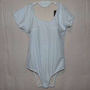 ABT White Short Sleeve Thong Leotard AL NWT